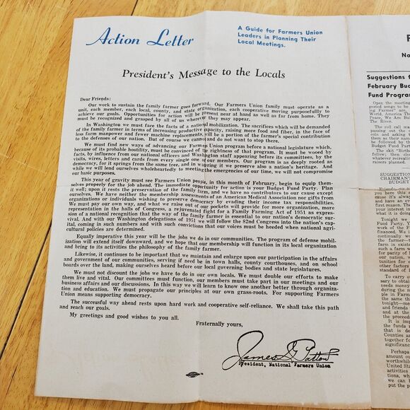1951 Farmers Union Action Letter February Lincoln Gettysburg Address Edison - Picture 3 of 12